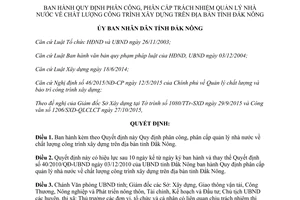 Quyết định 34/2015/QĐ-UBND phân công phân cấp quản lý chất lượng công trình xây dựng Đắk Nông