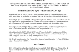 Quyết định 1724/QĐ-LĐTBXH công bố thủ tục hành chính lĩnh vực phòng chống tệ nạn xã hội 2015