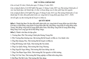 Quyết định 2059/QĐ-TTg thành lập ban chỉ đạo hội đồng vùng kinh tế trọng điểm 2015