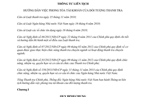 Thông tư liên tịch 07/2015/TTLT-TTCP-NHNN hướng dẫn phong tỏa tài khoản đối tượng thanh tra