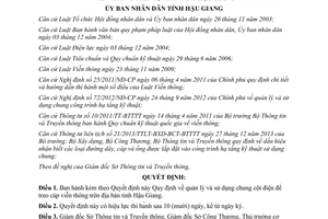 Quyết định 34/2015/QĐ-UBND quy định quản lý sử dụng chung cột điện treo cáp viễn thông Hậu Giang