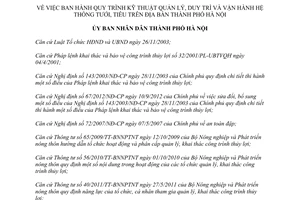 Quyết định 6399/QĐ-UBND quy trình kỹ thuật quản lý duy trì vận hành hệ thống tưới tiêu Hà Nội 2015
