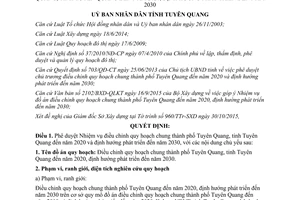 Quyết định 343/QĐ-UBND duyệt điều chỉnh quy hoạch chung thành phố Tuyên Quang