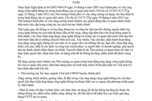 Chỉ thị 11/CT-UBND trách nhiệm thủ trưởng hoạt động ứng dụng công nghệ thông tin Hà Nam 2015