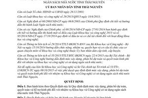 Quyết định 37/2015/QĐ-UBND xây dựng phân bổ dự toán hỗ trợ kinh phí khoa học công nghệ Thái Nguyên