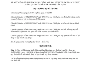 Quyết định 1373/QĐ-BXD công bố thủ tục hành chính Bộ Xây dựng 2015