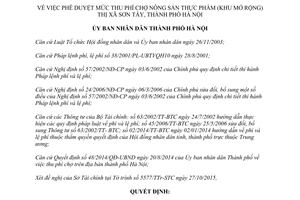 Quyết định 6400/QĐ-UBND phê duyệt mức thu phí chợ nông sản thực phẩm Hà Nội 2015