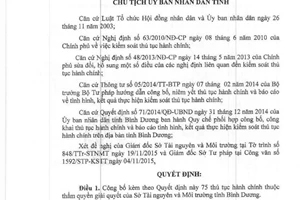 Quyết định 3101/QĐ-UBND công bố thủ tục hành chính thẩm quyền Sở Tài nguyên Bình Dương 2015