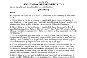 Nghị quyết 103/2015/QH13 thi hành Bộ luật tố tụng dân sự