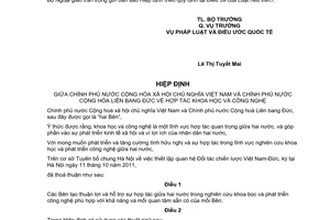 Thông báo 24/2017/TB-LPQT hiệu lực Hiệp định về hợp tác khoa học công nghệ giữa Việt Nam Đức