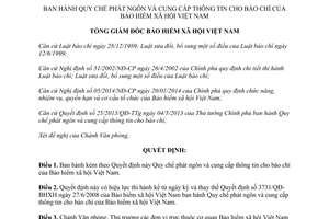 Quyết định 1442/QĐ-BHXH quy chế phát ngôn cung cấp thông tin báo chí của bảo hiểm xã hội