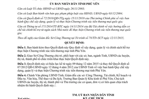 Quyết định 57/2015/QĐ-UBND chính sách hỗ trợ thực hiện Chương trình xúc tiến thương mại Phú Yên