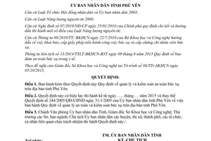 Quyết định 55/2015/QĐ-UBND quy định quản lý kiểm soát an toàn bức xạ Phú Yên