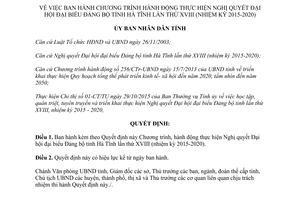 Quyết định 4603/QĐ-UBND hành động thực hiện Nghị quyết Đại hội đại biểu Đảng bộ tỉnh Hà Tĩnh 2015