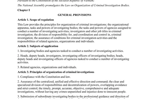 Law 99/2015/QH13 organization criminal investigation bodies