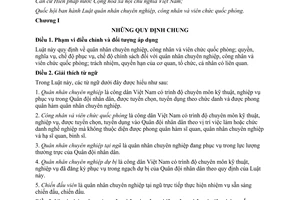 Luật quân nhân chuyên nghiệp công nhân viên chức quốc phòng 2015