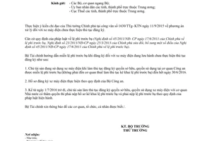 Công văn 16139/BTC-CST miễn lệ phí trước bạ đăng ký đối xe máy điện chưa thực hiện thủ tục đăng ký 2015