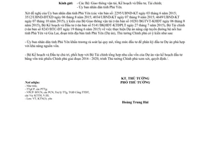 Công văn 1961/TTg-KTN dự án nâng cấp tuyến đường bộ nối Phú Yên và Gia Lai đoạn qua Phú Yên 2015