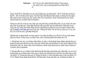 Công văn 20391/QLD-TT tính an toàn của thuốc chứa Acid zoledronic Hydroxyzin Flunarizin Ivabradine 2015