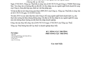 Công văn 4586/TCT-CS chính sách thuế thu nhập doanh nghiệp 2015