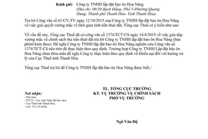 Công văn 4662/TCT-CS thời gian tính tiền thuê đất 2015