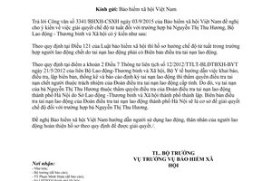 Công văn 4557/LĐTBXH-BHXH giải quyết chế độ tử tuất đối với bà Nguyễn Thị Thu Hương 2015