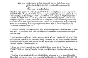 Công văn 8623/BYT-BH đẩy mạnh ứng dụng công nghệ thông tin quản lý khám chữa bệnh thanh toán bảo hiểm 2015