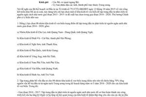 Công văn 2021/TTg-KTTH lựa chọn khu kinh tế ven biển tập trung đầu tư phát triển ngân sách nhà nước 2016 2020