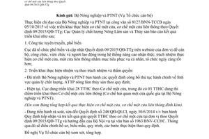 Công văn 2810/QLCL-VP thực hiện cơ chế một cửa một cửa liên thông 09/2015/QĐ-TTg