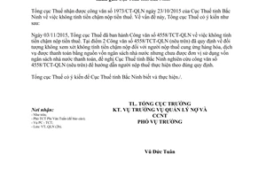 Công văn 4716/TCT-QLN 2015 không tính tiền chậm nộp tiền thuế