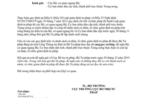 Công văn 4371/BTP-BTTP rà soát điều chỉnh danh sách cá nhân tổ chức giám định tư pháp 2015