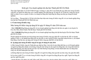 Công văn 25416/SLĐTBXH-LĐ thực hiện Nghị định 122/2015/NĐ-CP mức lương tối thiểu vùng