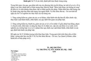 Công văn 9279/BYT-BM-TE tăng cường giám sát kiểm tra hành nghề y tế tư nhân 2015