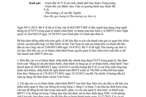 Công văn 9324/BYT-BH trích xuất đầu ra dữ liệu yêu cầu thanh toán bảo hiểm y tế 2015