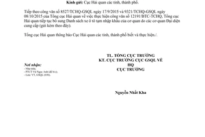Công văn 11307/TCHQ-GSQL năm 2015 thực hiện công văn 12191/BTC-TCHQ