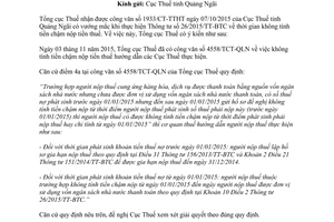Công văn 4820/TCT-QLN thời gian không tính chậm nộp tiền thuế 2015