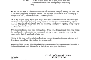 Công văn 9515/VPCP-KGVX phòng chống bệnh sốt xuất huyết 2015