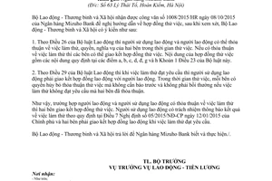 Công văn 4738/LĐTBXH-LĐTL hợp đồng thử việc 2015