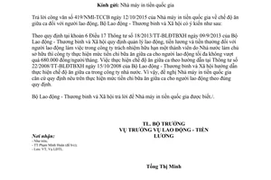 Công văn 4755/LĐTBXH-LĐTL chế độ ăn giữa ca đối với người lao động 2015