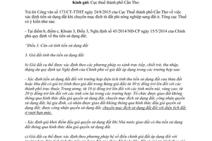 Công văn 4885/TCT-CS tiền sử dụng đất khi chuyển mục đích đất phi nông nghiệp sang đất ở 2015