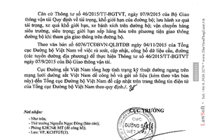 Công văn 2314/CĐSVN-KCHTGT tình trạng kỹ thuật đường ngang mạng lưới đường sắt Việt Nam 2015