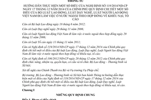 Thông tư hướng dẫn Nghị định 119/2014/NĐ-CP quy định khiếu nại tố cáo