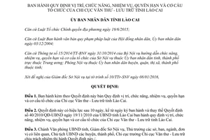 Quyết định 04/2016/QĐ-UBND nhiệm vụ quyền hạn cơ cấu Chi cục Văn thư Lưu trữ Lào Cai