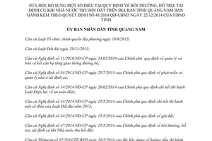 Quyết định 02/2016/QĐ-UBND sửa đổi bồi thường hỗ trợ tái định cư khi Nhà nước thu hồi đất Quảng Nam