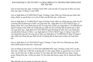 Thông tư 01/2016/TT-BGDĐT tổ chức hoạt động trường phổ thông dân tộc nội trú