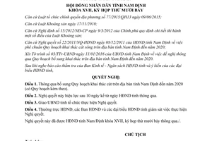 Nghị quyết số 05/2016/NQ-HĐND thông qua bổ sung quy hoạch khai thác cát tỉnh Nam Định