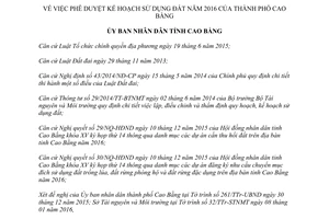 Quyết định 47/QĐ-UBND 2016 duyệt Kế hoạch sử dụng đất thành phố Cao Bằng