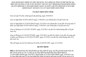 Quyết định 04/2016/QĐ-UBND sửa đổi giá tính lệ phí trước bạ ô tô xe máy Đắk Lắk