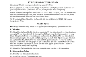 Quyết định 02/2016/QĐ-UBND chức năng quyền hạn cơ cấu tổ chức văn phòng Ủy ban nhân dân Lạng Sơn
