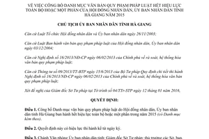 Quyết định 108/QĐ-UBND Danh mục văn bản pháp luật hết hiệu lực Hội đồng Ủy ban Hà Giang 2016
